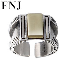 FNJ-anillo Punk de plata 925 para hombre, joyería de moda, anillos de plata de ley 925 para hombre, tamaño ajustable 8-11 2024 - compra barato