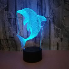 Dolphin-Lámpara de noche 3d para niños, luz nocturna Led de siete colores, control remoto táctil, Led Visual, regalo 2024 - compra barato