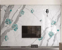 wellyu Custom wallpaper 3d photo mural simple marble texture plum microcrystalline new Chinese TV background wall paper mural 2024 - buy cheap