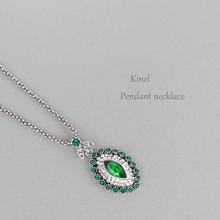 Kinel-collar con colgante de cristal para mujer, joyería Vintage, Color verde plateado, joyas para fiestas de compromiso 2024 - compra barato