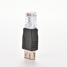 Переходник для ПК с кристаллической головкой, RJ45, штекер USB 2,0, AF, гнездо, адаптер для ноутбука, LAN, сетевой кабель, Ethernet-конвертер 2024 - купить недорого