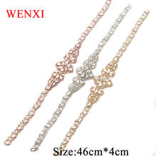 WENXI 10pcs Wholesale Bridal Rhinestone Applique Rose Gold Crystal Beaded Sew On Wedding Dress Sash 2024 - buy cheap