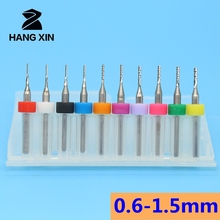 HANGXIN 10PCS  Diameter 0.6mm-1.5mm Micro Carbide End Milling Cutter CNC Router Bits Mini End Mill for PCB Machine 2024 - buy cheap