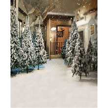 Falling Snowflakes Winter Wedding Photography Backdrop Printed House Snow Covered Pine Trees Kids Christmas Photo Backgrounds 2024 - buy cheap