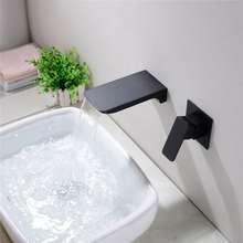 Free ship Single Handle Wall Mounted Basin Faucet Solid Brass Sink Tap Concealed Hot and Cold Water Mixer Bathroom Taps Black 2024 - buy cheap
