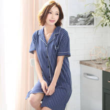Newest Striped Cotton Nightgowns Sleepwear Female Sleep Lounge Women Indoor Clothing Sexy Home Dress Nightdress M-XXXL 2024 - buy cheap