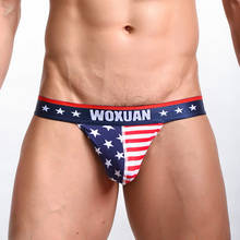 Cuecas masculinas modernas com estampa de bandeira americana, sexy, de algodão, elásticas, garfo alto, roupas íntimas, gay, masculino, bolsa para pênis, calças jockstrap, 2017 2024 - compre barato