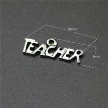 High Quality 10 Pieces/Lot 9mm*26mm Antique Silver Plated Graduation Charm Letters Teacher Charms For Jewelry Making 2024 - buy cheap