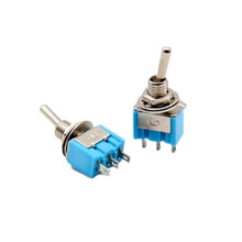 10 pçs mini visual azul com 3 pinos spdt on-on 6a 125v/3a 250v ac interruptores de alternância em miniatura