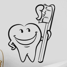 Pegatina de diente pegatina para dentista calcomanías cartel de vinilo calcomanías artísticas de pared del diente y cepillo de dientes pegatinas Reovable arte Mural L717 2024 - compra barato