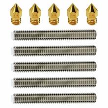 5pcs Brass Extruder Nozzle Print Heads +5pcs M6 X 30mm Stainless Steel Nozzle Throat For Anet A8 Mk8 Reprap 3d Printers 2024 - buy cheap