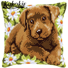 DIY mat sets embroidery cushion cover kits dog printed pillowcase handicraft cross stitch embroider needlework kits throw pillow 2024 - buy cheap