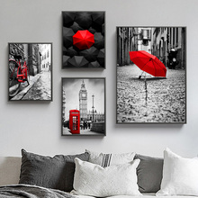 Paraguas para pared de Ciudad de Londres, caja de llamadas, impresiones de imágenes de pared para sala de estar y salón 2024 - compra barato