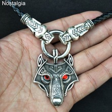 Nostalgia Dragon Heads Teen Wolf Necklace Wiccan Red Eyes Wolf Pendant Amulet Animal Jewelry Dropshipping 2024 - buy cheap