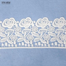 5yard white african lace fabric trim ribbon rose curtain DIY High-end fashionable bilateral wedding decoration New Unilateral 2024 - buy cheap