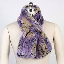 TopFurMall разноцветные женские модные осенне-зимние шарфы из натурального меха кролика рекс женские шарфы из меха пашмины шарфы на шею LF4052 2024 - купить недорого