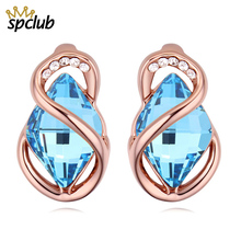 Special Design Luxury Bohemian Wedding Crystals from Swarovski Earring Women Fashion Dangle Jewelry Gold Color Stud Earrings 2024 - buy cheap
