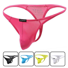 Sissy cueca masculina sexy de nylon, roupa íntima para homens, cueca jockstrap u convexa, com bolso 2024 - compre barato