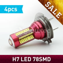 SALE 4pcs 12V H7 78 SMD 4014 Led Super Bright 78smd External Running Light Front Fog Lights Headlights Bulb GLOWTEC 2024 - buy cheap