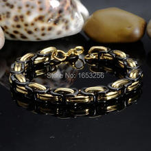 Bracelete byzantine de aço inoxidável 316l, conjunto de 3 peças com corrente quadrada bizantina, preto, dourado, 8mm, 8.66 "pesado 2024 - compre barato