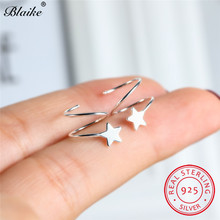 s925 Sterling Silver Small Star Stud Earrings For Women Unique Spiral Wave Earrings Wedding Piercing Earrings Girls Fine Jewelry 2024 - buy cheap