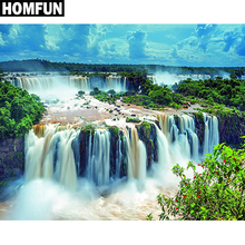 HOMFUN Full Square/Round Drill 5D DIY Diamond Painting "Forest waterfall" Embroidery Cross Stitch 5D Home Decor Gift A06225 2024 - buy cheap