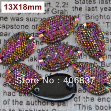 Free Shipping, 100pcs/Lot, 13*18mm Bling-star Purple AB sew on teardrop stones flat back resin sew on rhinestones 2024 - buy cheap