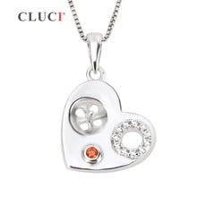 CLUCI Elegant Lady Necklace 925 Hollow Heart Pendant Mounting with zircons Necklace Sterling Silver Jewelry Loving Gift SP175SB 2024 - buy cheap