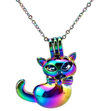 C941 COLORS Cat Lady Beauty Bell Cage Locket Necklace Pendant Aroma Essential Oil Diffuser Fun Gift 2024 - buy cheap