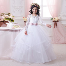 First Communion Dresses Long Sleeves Kids Gowns Vestido Menina Long Flower Girls Dresses Fantasia infantil Party Dress for Girls 2024 - buy cheap