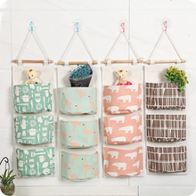 NEW Cotton Fabric Wall Hanging Storage Bag For Organizer Sundry Storage Pocket For Decoration Kitchen Bathroom Living Room 65631 2024 - buy cheap