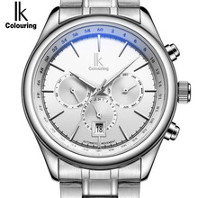IK Brand Man Automatic Mechanical Watch Mens 24 Hours Calendar Luminous Silver Full Steel Watches Fashion Simple Casual relojes 2024 - buy cheap