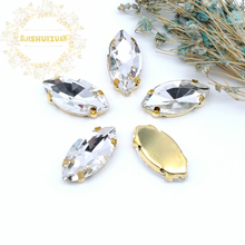 Classic style White horse eye shape Glass Crystal sew on rhinestones with gold claw Diy shose Free shipping 2024 - buy cheap