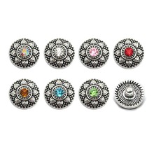 high quality metal Rhinestone  Snap Buttons w254 flowers Diy Jewelry fit 18mm Snap button Necklaces/Bracelets for women 2024 - buy cheap