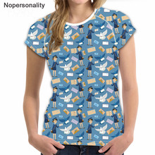Футболка Nopersonality с мультяшным персонажем для женщин, дышащие женские летние топы с коротким рукавом, удобная женская футболка, забавная футболка 2024 - купить недорого
