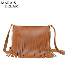 Mara's Dream Casual Women Solid Shoulder Bags Leather Tassel Crossbody Messenger Bag Bolsa Feminina Bolsos Mujer Bag for Wormen 2024 - buy cheap