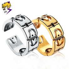 Trend Men Street Basketball Stage Rings Hollow Stainless Steel Finger Ring Female Freestyle Wedding Band Jewelry Gold Color 2024 - buy cheap