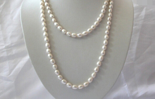 popular long 45" 9mm baroque white freshwater cultured pearl necklace 2024 - buy cheap