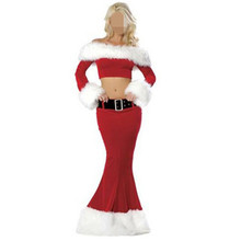 Fantasia de natal feminina, traje vermelho sexy, cosplay, fantasia de beleza de natal, vestido com capuz 2024 - compre barato