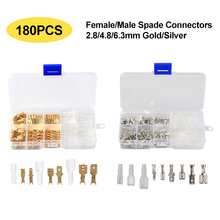 180Pcs Electrical Wire Crimp Terminals Silver/Gold Female/Male Spade Connectors Assortment Kit 2.8/4.8/6.3mm 2024 - buy cheap