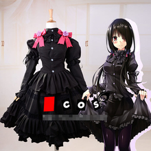 Anime! Date A Live Tokisaki Kurumi Date Wear Cute Lolita Dress Black Uniform Cosplay Costume Any Size Full Set Free Shipping 2024 - buy cheap
