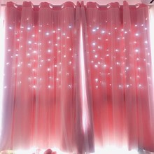 Cortinas blecaute cor-de-rosa para sala de estar, cortina para janelas das princesas do quarto com costura branca voile, 1 unidade 2024 - compre barato