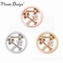 Vinnie Design Jewelry 33mm Large Crystal Key Coin Disc for Coin Holder Frame Pendant Necklace 5pcs/lot 2024 - buy cheap