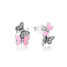 Fluttering Butterflies Stud Earrings 100% Sterling-Silver-Jewelry Free Shipping 2024 - buy cheap