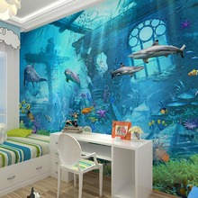 Papel de pared con relieve 3D de peces del mundo marino, murales de papel de pared para dormitorio de niños, decoración artística de pared de salón, papel de pared de escriros 2024 - compra barato