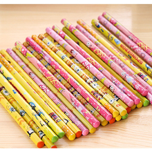 wholesale 100pcs kawaii wooden pencil lot cute cartoon pencils for school students pencil kids gift writing graphite pencil 2024 - buy cheap