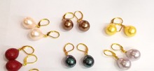 6 pairs / lot Earring pink red gold purple brown black 12x16mm waterdrop natural South Sea shell pearl dangle gold color hook 2024 - buy cheap