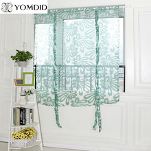 Kitchen short curtains roman blinds floral white sheer panel Green tulle window treatment door curtain home hotel cafe decor 1pc 2024 - buy cheap