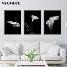 Pôster de flor calla preto e branco, pintura artística para parede, moderno, estampa nórdica, minimalista 2024 - compre barato