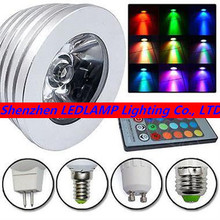 Wholesale! GU10 E27 E14 3W RGB LED Spotlight with remote control 16 color changeable rgb led bulb spot light AC85-265V free ship 2024 - buy cheap